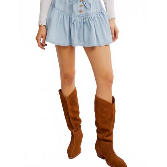 NEW FREE PEOPLE roselle denim mini skirt in going steady - Picture 1 of 5